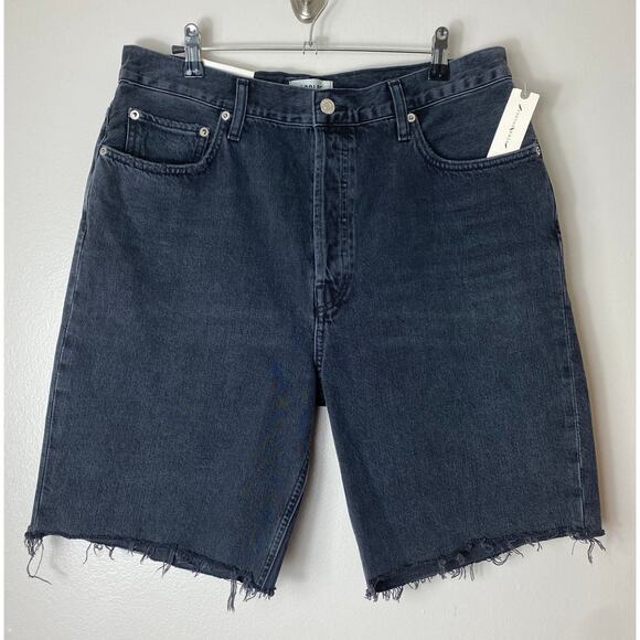 NWT AGOLDE JEAN SHORTS DENIM BLACK EDGY GRUNGE ELEVATED BASICS RESORT COTTON